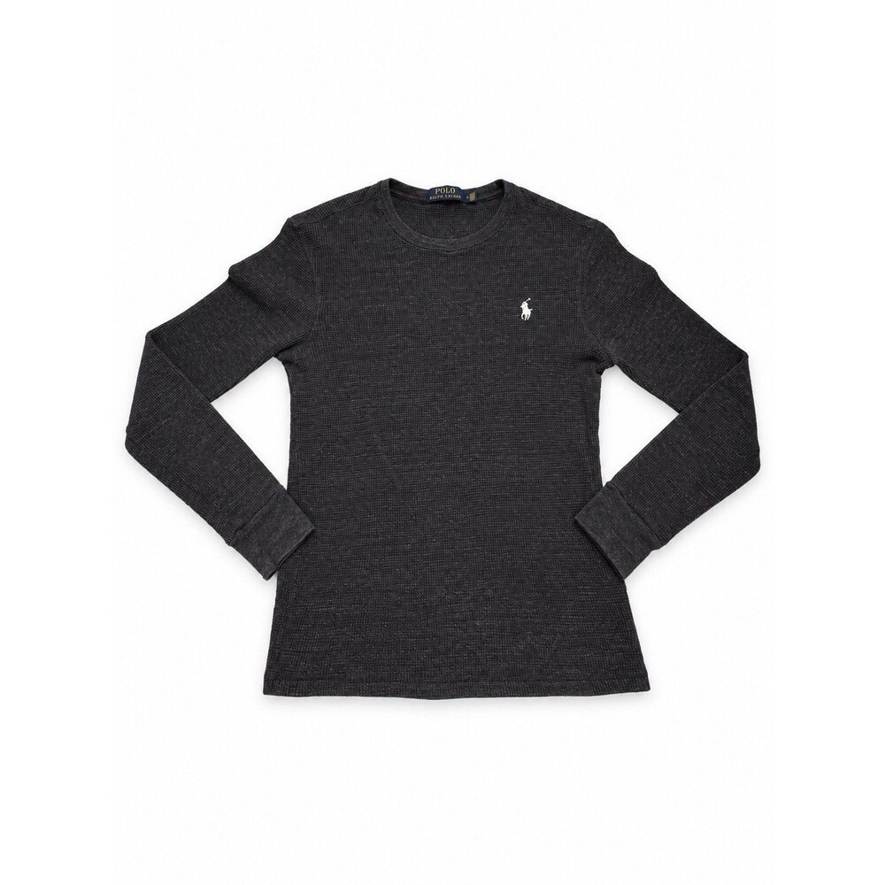 Polo Ralph Lauren Cotton Waffle Knit Thermal Long Sleeve Shirt Charcoal Gray M